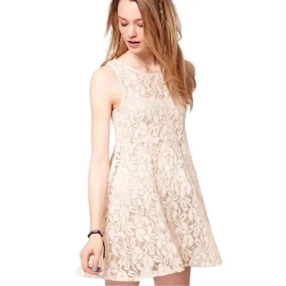 FREE PEOPLE Miles of Lace Fit-and-Flare Dress in Ivory Size S (lace shell only)